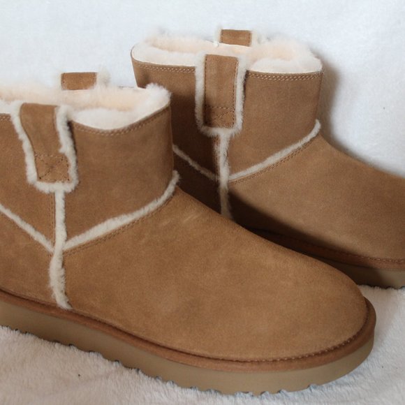 UGG NEW MINI SPILL SEAM SUEDE BOOTS CHESTNUT 10 11 - Picture 7 of 8